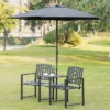 Outsunny Metal Garden Bench With Middle Table And Umbrella Hole, 2-in-1 Double Patio Chairs, Outdoor 2-person Tete-a-Tete, Slatted, Black -Crosley Shop GUEST 7b379099 ad9e 4455 9648 ff2d16adc640