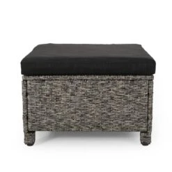 Puerta 2pk Outdoor Wicker Ottomans With Cushions - Black/Dark Gray - Christopher Knight Home -Crosley Shop GUEST 7b41c508 e11c 4598 9a8d e863ff68f294