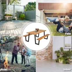 Costway Patented Picnic Table With 2 Benches 70'' Dining Table Set With Seats And Umbrella Hole -Crosley Shop GUEST 7bf35e91 2862 4495 b662 d42b69639ad6