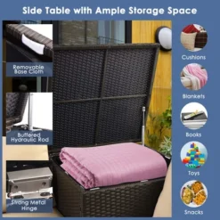 Costway 6PCS Patio Rattan Furniture Set 32'' Fire Pit Table Tank Holder With Cover Beige/Navy/Red/Turquoise -Crosley Shop GUEST 7c3108a1 50c3 4c13 8a9d a246816ffc8c