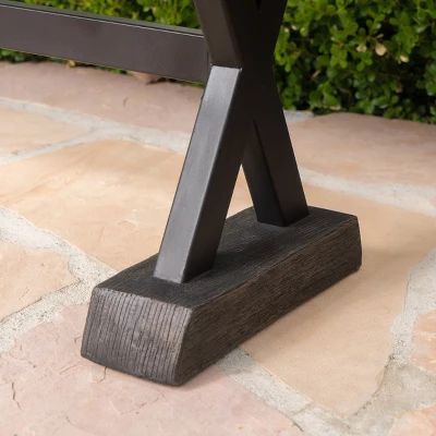 Chalmette Concrete And Steel Dining Bench - Brown - Christopher Knight Home 4 Chalmette Concrete And Steel Dining Bench - Brown - Christopher Knight Home - Image 2