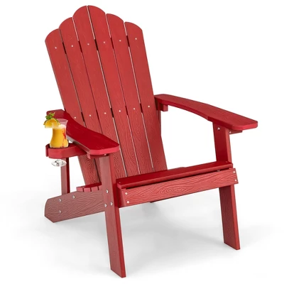 Costway Patio HIPS Adirondack Chair With Cup Holder Weather Resistant Outdoor 380 LBS Black/Teak/Green/Navy/Red/Gray/White/Yellow 16 Costway Patio HIPS Adirondack Chair With Cup Holder Weather Resistant Outdoor 380 LBS Black/Teak/Green/Navy/Red/Gray/White/Yellow - Image 14