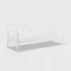 Kaplan Outdoor Metal Sofa White With Gray Cushions - Crosley -Crosley Shop GUEST 7ebc43af 5c7f 4458 9081 594c4a09c498