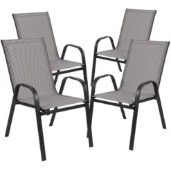 Flash Furniture 5 Piece Outdoor Patio Dining Set - Tempered Glass Patio Table, 4 Flex Comfort Stack Chairs 21 Flash Furniture 5 Piece Outdoor Patio Dining Set - Tempered Glass Patio Table, 4 Flex Comfort Stack Chairs -Crosley Shop GUEST 7fcd6882 9d5a 4725 bcfd eec0c14b4ae2