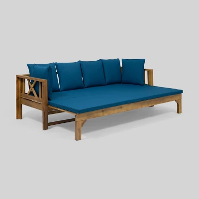 Long Beach Acacia Wood Extendable Patio Daybed Sofa Teak - Christopher Knight Home 4 Long Beach Acacia Wood Extendable Patio Daybed Sofa Teak - Christopher Knight Home - Image 2