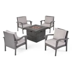 Keana 5pc Faux Rattan Club Chair & Fire Pit Chat Set - Christopher Knight Home 28 Keana 5pc Faux Rattan Club Chair & Fire Pit Chat Set - Christopher Knight Home -Crosley Shop GUEST 80adfc4c 37f3 4b44 89e5 491011ad427d