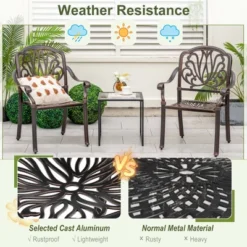 Costway 2pcs Patio Cast Aluminum Dining Chairs Armrests Outdoor Stackable Bronze/White -Crosley Shop GUEST 80c60fb2 03fe 4c31 a086 5672fbef6e29