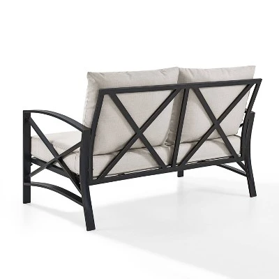 Kaplan Outdoor Metal Loveseat - Oatmeal/Bronze - Crosley 5 Kaplan Outdoor Metal Loveseat - Oatmeal/Bronze - Crosley - Image 3