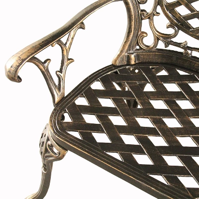 Ornate Traditional Aluminum Patio Bench - Bronze - Oakland Living 3 Ornate Traditional Aluminum Patio Bench - Bronze - Oakland Living