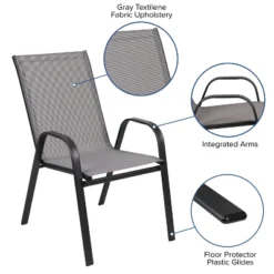 Emma And Oliver Five Piece Patio Table Set With Metal Table With Tempered Glass Top And 4 Flex Comfort Stacking Chairs -Crosley Shop GUEST 8250d75c e180 4966 8edf 3c382d1f38d2 1