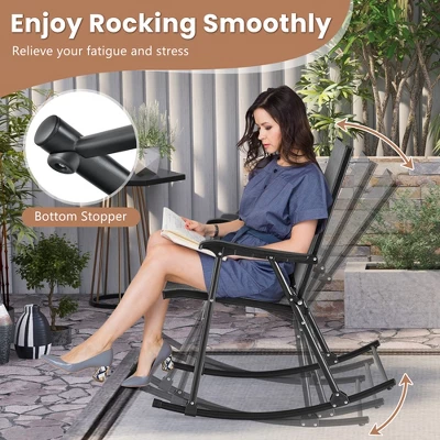 Costway 2pcs Patio Folding Rocking Chair Heavy-Duty Metal Frame Rockers Outdoor 8 Costway 2pcs Patio Folding Rocking Chair Heavy-Duty Metal Frame Rockers Outdoor - Image 6