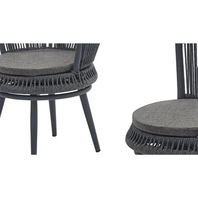 3pc Outdoor Wicker Conversation Set With Cushions - Dark Gray - GODEER 6 3pc Outdoor Wicker Conversation Set With Cushions - Dark Gray - GODEER - Image 4