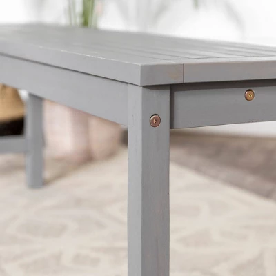 Ravenscroft Modern Boho Acacia Wood Slat Top Outdoor Dining Bench - Gray Wash - Saracina Home 9 Ravenscroft Modern Boho Acacia Wood Slat Top Outdoor Dining Bench - Gray Wash - Saracina Home - Image 7