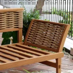 Cambridge Casual Auburn Teak & Wicker Outdoor Patio Daybed With Cushion Brown/Beige -Crosley Shop GUEST 8457e708 2628 493d ba50 0c3f34c3a950