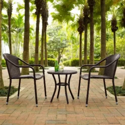 Palm Harbor 3pc Outdoor Wicker Seating Set - Brown - Crosley