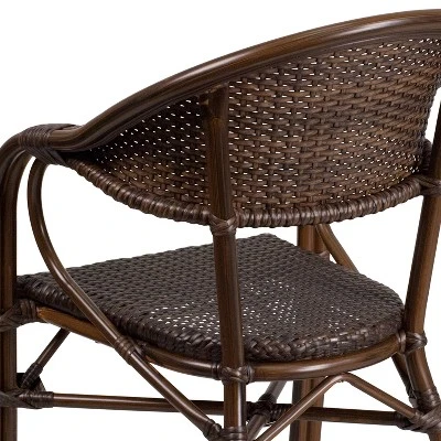 Merrick Lane Wicker Rattan Patio Chair With Curved Back And Aluminum Bamboo Frame 9 Merrick Lane Wicker Rattan Patio Chair With Curved Back And Aluminum Bamboo Frame - Image 7
