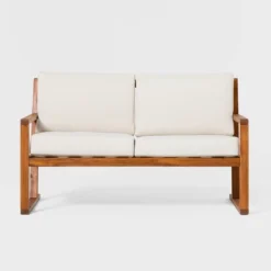 Saracina Home Modern Slat -Back Acacia Outdoor Bench With Cushions -Crosley Shop GUEST 84a85b31 992a 4de9 9918 8604f4075cb4