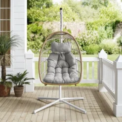 Toluca Hanging Outdoor Boho Egg Chair With Cushion - Saracina Home -Crosley Shop GUEST 8502028c b595 43dd 8fef 83b2c522826c