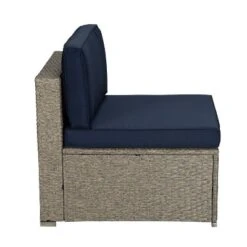 5pc Outdoor Rattan Wicker Sectional Conversation Set With Cushions - Gray/Navy - GODEER 20 5pc Outdoor Rattan Wicker Sectional Conversation Set With Cushions - Gray/Navy - GODEER -Crosley Shop GUEST 85ae0fd7 de13 4ef1 9c3b 551548ffcd60