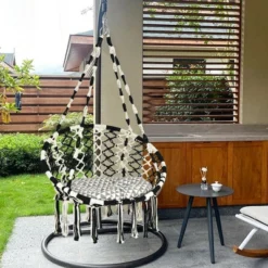 Costway Hanging Hammock Chair With Cushion Macrame Swing Cotton Rope Indoor Outdoor -Crosley Shop GUEST 8678b0ea dc9a 403d 94e1 8d18c850bbde