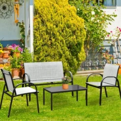 Costway 4 PCS Patio Furniture Set Sofa Coffee Table Steel Frame Garden Deck Gray 11 Costway 4 PCS Patio Furniture Set Sofa Coffee Table Steel Frame Garden Deck Gray -Crosley Shop GUEST 86ee0eff f8dd 468a 9a8c 9bd4d4bb4670