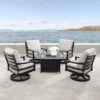 5pc Outdoor Dining Set With 42" Aluminum Square Medallion Design Fire Table & Deep Seating Swivel Rocking Chairs - Oakland Living -Crosley Shop GUEST 878f3b7f 8a6f 4334 836c 5bcc7894acf9