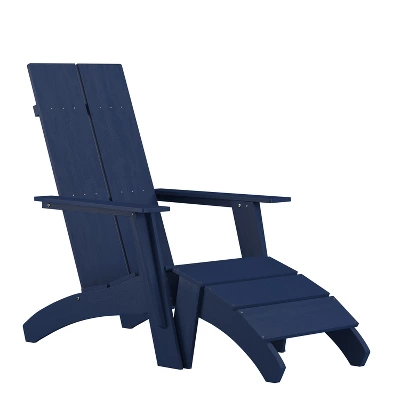 Flash Furniture Sawyer Modern All-Weather Poly Resin Wood Adirondack Chair With Foot Rest 12 Flash Furniture Sawyer Modern All-Weather Poly Resin Wood Adirondack Chair With Foot Rest - Image 10