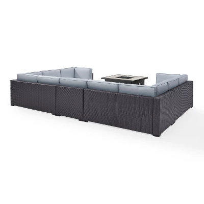 Biscayne 6pc Outdoor Wicker Sectional Set With Fire Table - Mist - Crosley 8 Biscayne 6pc Outdoor Wicker Sectional Set With Fire Table - Mist - Crosley - Image 6