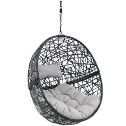 Sunnydaze Decor Sunnydaze Outdoor Resin Wicker Patio Jackson Hanging Basket Egg Chair Swing With Cushions And Headrest - 2pc -Crosley Shop GUEST 88fc52f3 399c 4c22 b249 ff9636ec6897