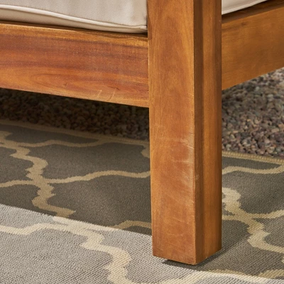 Oana 5pc Acacia Wood V-Shaped Sectional Sofa Set Teak/Beige - Christopher Knight Home 4 Oana 5pc Acacia Wood V-Shaped Sectional Sofa Set Teak/Beige - Christopher Knight Home - Image 2