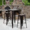 Flash Furniture Commercial Grade 23.75" Square Metal Indoor-Outdoor Bar Table Set With 2 Square Seat Backless Stools -Crosley Shop GUEST 8a4d279b a369 4e20 9b60 629f39122873