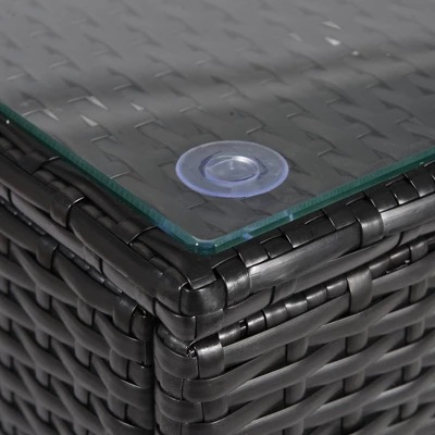 7pc Wicker Patio Conversation Set With Pillows & Cushions - Espresso/Blue - GODEER 7 7pc Wicker Patio Conversation Set With Pillows & Cushions - Espresso/Blue - GODEER - Image 5