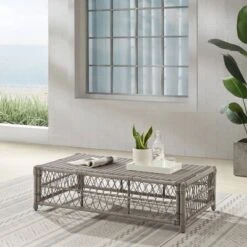 Thatcher Outdoor Rectangular Coffee Table Creme/Driftwood - Crosley -Crosley Shop GUEST 8a814096 be8a 48af ba54 335f9e9e4883