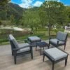5pc Outdoor Wicker Conversation Set With Arm Chairs, Accent Table & Ottomans - Gray - GODEER -Crosley Shop GUEST 8b046c23 7373 44ac 9ee2 4c5cfc2e83f6