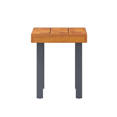 Emma And Oliver Rustic Natural Acacia Wood Bench With Seating For Two, Flared Wooden Legs And Slatted Surface For Indoor And Outdoor Use 12 Emma And Oliver Rustic Natural Acacia Wood Bench With Seating For Two, Flared Wooden Legs And Slatted Surface For Indoor And Outdoor Use - Image 10