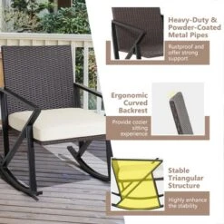 Costway 3PCS Patio Rattan Wicker Rocking Chairs Table Bistro Set Cushioned Rocker Garden -Crosley Shop GUEST 8b305c9f e48c 46de 8c66 c164e9e15405