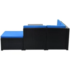 5pc Wicker Patio Sectional Seating Set With Cushions - Black/Blue - GODEER 28 5pc Wicker Patio Sectional Seating Set With Cushions - Black/Blue - GODEER -Crosley Shop GUEST 8b30c3e1 44fb 4cae b1c2 7b0a367429c7