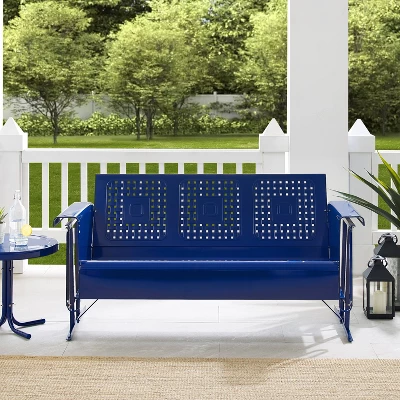 Bates Outdoor Metal Sofa Glider - Navy - Crosley 4 Bates Outdoor Metal Sofa Glider - Navy - Crosley - Image 2