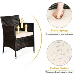 Costway 4PCS Patio Wicker Furniture Set Sofa Chair With Brown & Grey Cushion Covers Garden -Crosley Shop GUEST 8c93517f 44c9 46db ac54 719b89a30eb9