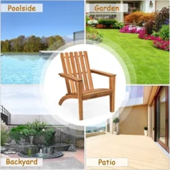 Costway Patio Acacia Wood Adirondack Chair Lounge Armchair Durable Outdoor Garden Yard -Crosley Shop GUEST 8cf84655 561f 435a bcca aef4106ba684