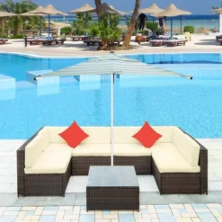 7pc Wicker Patio Sofa Set With Cushions - Brown/Beige - GODEER 9 7pc Wicker Patio Sofa Set With Cushions - Brown/Beige - GODEER -Crosley Shop GUEST 8d830c67 a2d6 4219 b78a a17e786f40c5