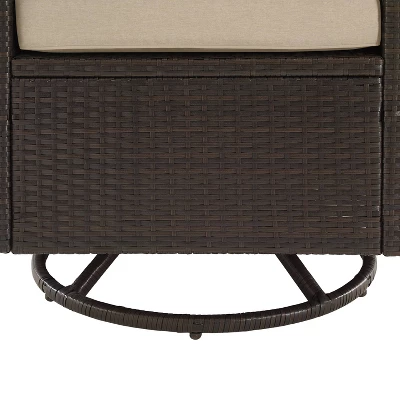 Palm Harbor 5pc Outdoor Wicker Conversation Set With Fire Table - Sand - Crosley 10 Palm Harbor 5pc Outdoor Wicker Conversation Set With Fire Table - Sand - Crosley - Image 8