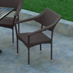 Emma And Oliver Modern All-Weather Patio Dining Chair With Fade And Weather Resistant PE Rattan And Reinforced Steel Frame -Crosley Shop GUEST 8e281ff0 8313 44e3 b060 1b41b5d18f1d