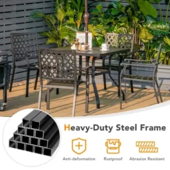 Costway 37'' Patio Square Dining Table Metal Slat W/1.57'' Umbrella Hole Garden 11 Costway 37'' Patio Square Dining Table Metal Slat W/1.57'' Umbrella Hole Garden -Crosley Shop GUEST 8e7f2412 554f 485e 8621 20dceaa77e07