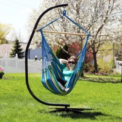 Sunnydaze Decor Sunnydaze Jumbo Extra Large Hanging Rope Hammock Chair Swing For Backyard And Patio - 330 Lb Capacity - Ocean Breeze -Crosley Shop GUEST 8ebd487e 255f 4a48 8839 98beaf2860f3