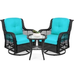 Best Choice Products 3-Piece Patio Wicker Bistro Furniture Set W/ 2 Cushioned Swivel Rocking Chairs, Side Table -Crosley Shop GUEST 8f33b615 b9f6 4272 8251 e24e2de3929d