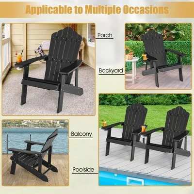 Costway Patio HIPS Adirondack Chair With Cup Holder Weather Resistant Outdoor 380 LBS Black/Teak/Green/Navy/Red/Gray/White/Yellow 10 Costway Patio HIPS Adirondack Chair With Cup Holder Weather Resistant Outdoor 380 LBS Black/Teak/Green/Navy/Red/Gray/White/Yellow - Image 8