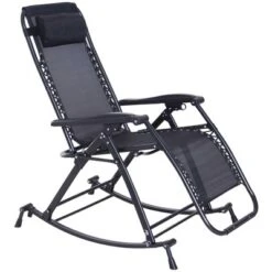 Outsunny Zero Gravity Reclining Rocking Chair, Lounge Rocker, Folding, Pillow, Side Tray, Cup And Phone Holder -Crosley Shop GUEST 8fa27118 2b85 41e1 b853 f5706f259306