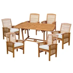 7pc Acacia Wood Patio Dining Set With Cushions - Saracina Home 14 7pc Acacia Wood Patio Dining Set With Cushions - Saracina Home -Crosley Shop GUEST 9072023e f892 4abd acae 5ef356f7347a