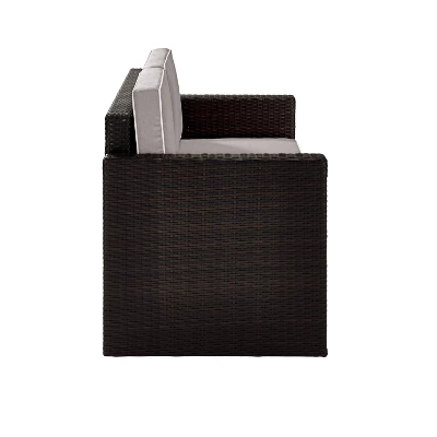 Palm Harbor Outdoor Wicker Loveseat In Brown With Gray Cushions - Crosley 5 Palm Harbor Outdoor Wicker Loveseat In Brown With Gray Cushions - Crosley - Image 3